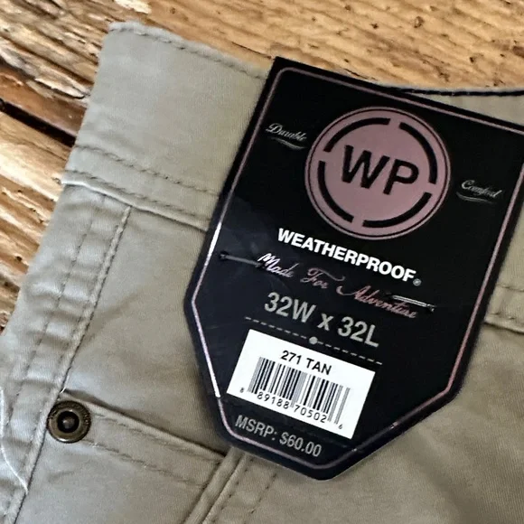 Weatherproof Men's Cargo Pants in Tan.        A - Picture 3 of 8